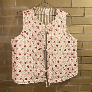 Japna Floral Quilted Vest with Tie Closures